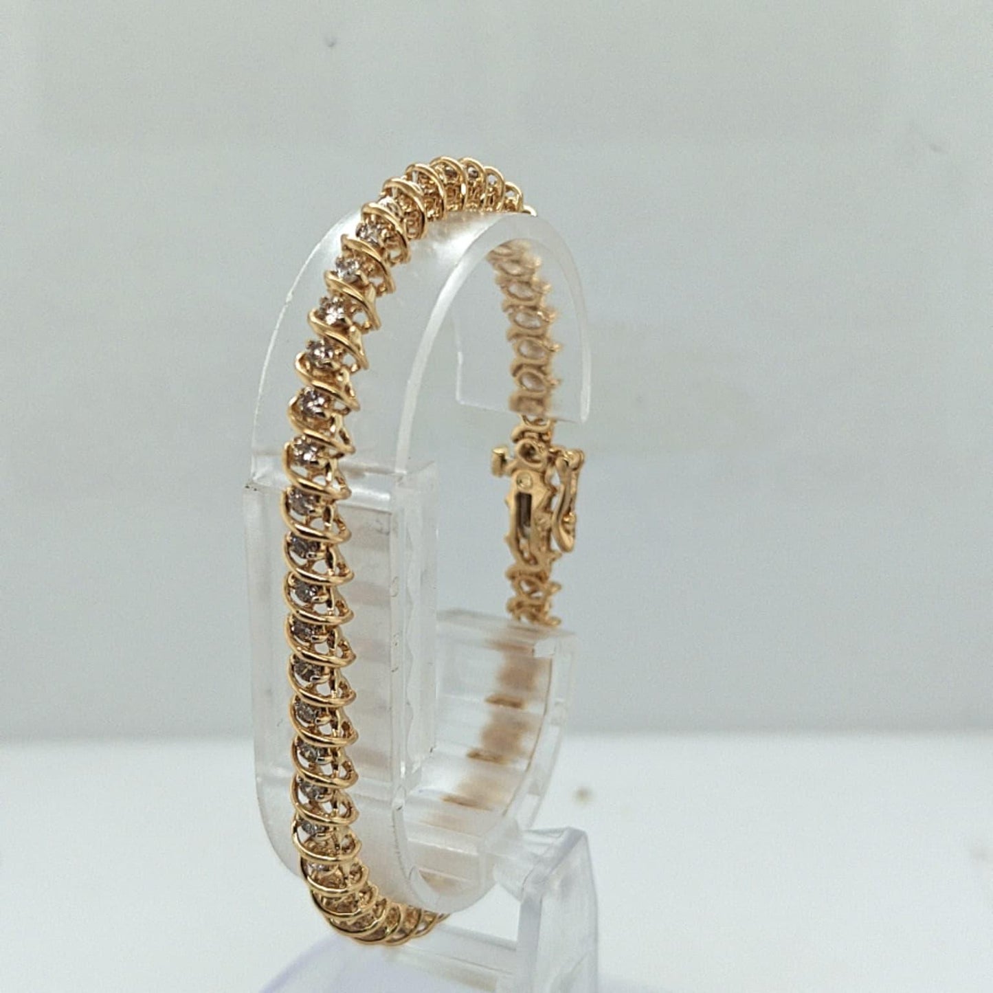DIAMOND S LINK TENNIS BRACELET 2.05CTW YELLOW GOLD