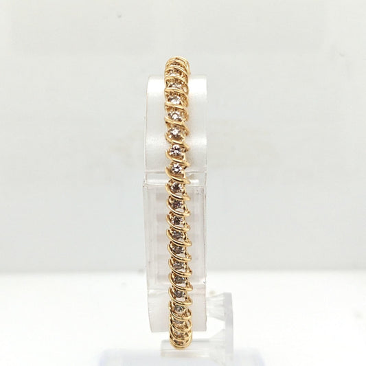 DIAMOND S LINK TENNIS BRACELET 2.05CTW YELLOW GOLD