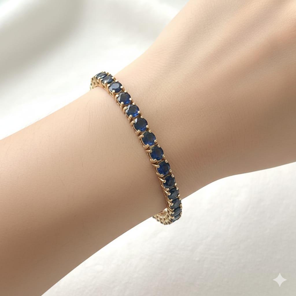 SAPPHIRE TENNIS BRACELET YELLOW GOLD
