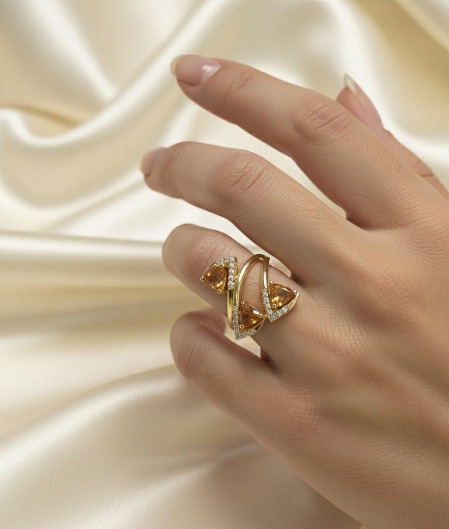 DIAMOND AND CITRINE RING YELLOW GOLD