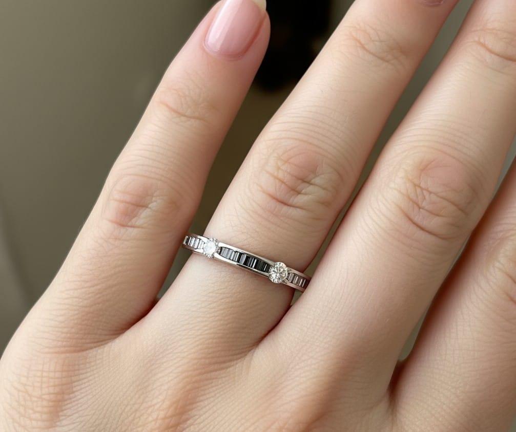 DIAMOND ROUND AND BAGUETTE ETERNITY BAND RING 1.64CTW PLATINUM