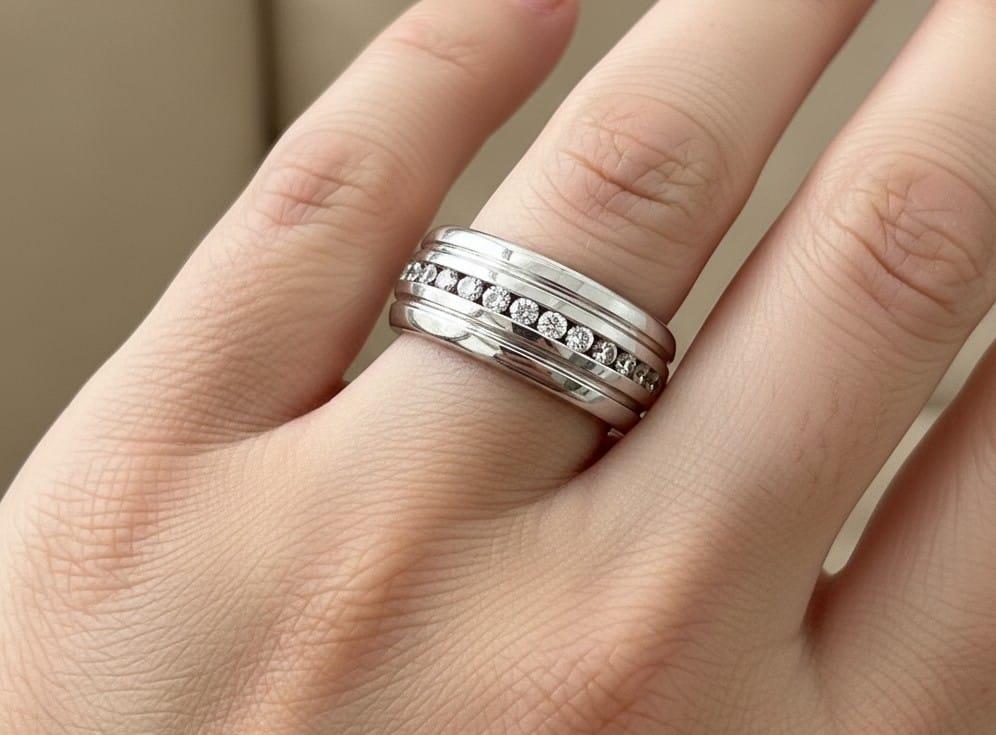 DIAMOND HALF ETERNITY BAND RING 0.45CTW WHITE GOLD