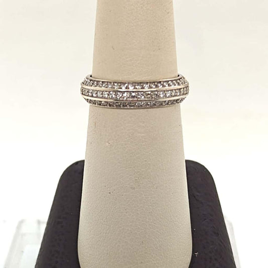 DIAMOND ETERNITY BAND RING THREE ROW 2.04CTW WHITE GOLD
