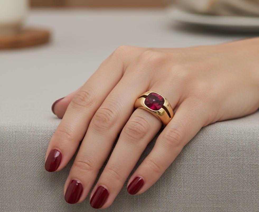TIFFANY VINTAGE PINK TOURMALINE RING YELLOW GOLD