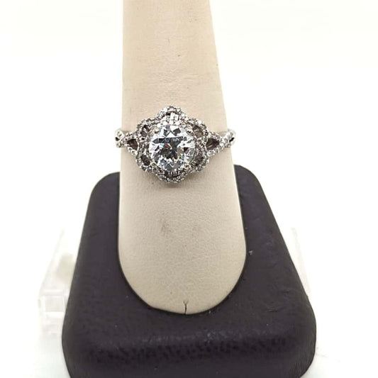 DIAMOND ENGAGEMENT RING 1.48CT EUROPEAN CUT WHITE GOLD