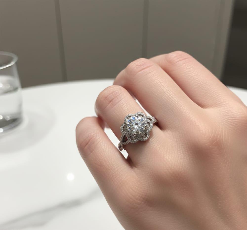 DIAMOND ENGAGEMENT RING 1.48CT EUROPEAN CUT WHITE GOLD