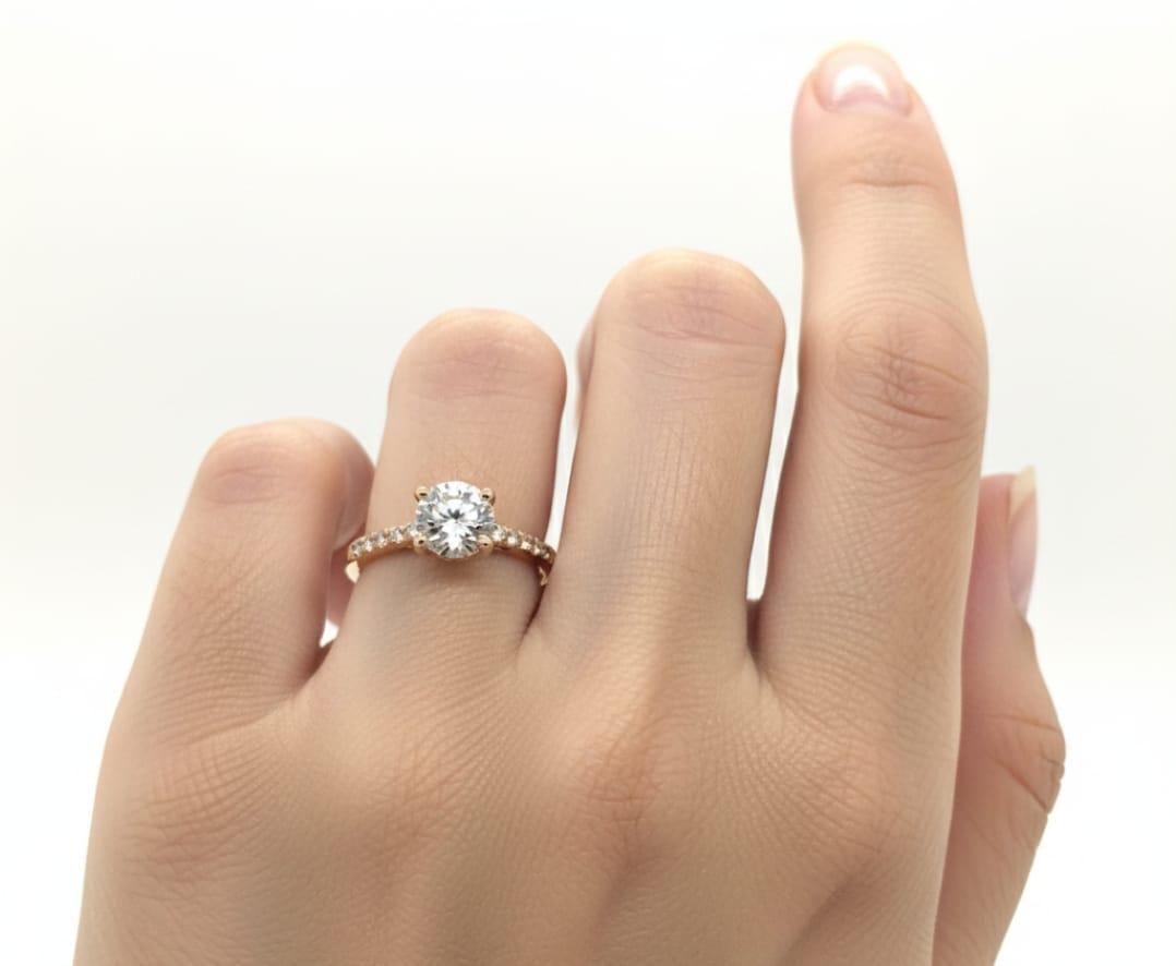 DIAMOND ENGAGEMENT RING 1.28CT ROUND YELLOW GOLD