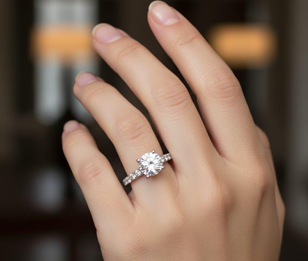 DIAMOND ENGAGEMENT RING ROUND 1.34CT WHITE GOLD