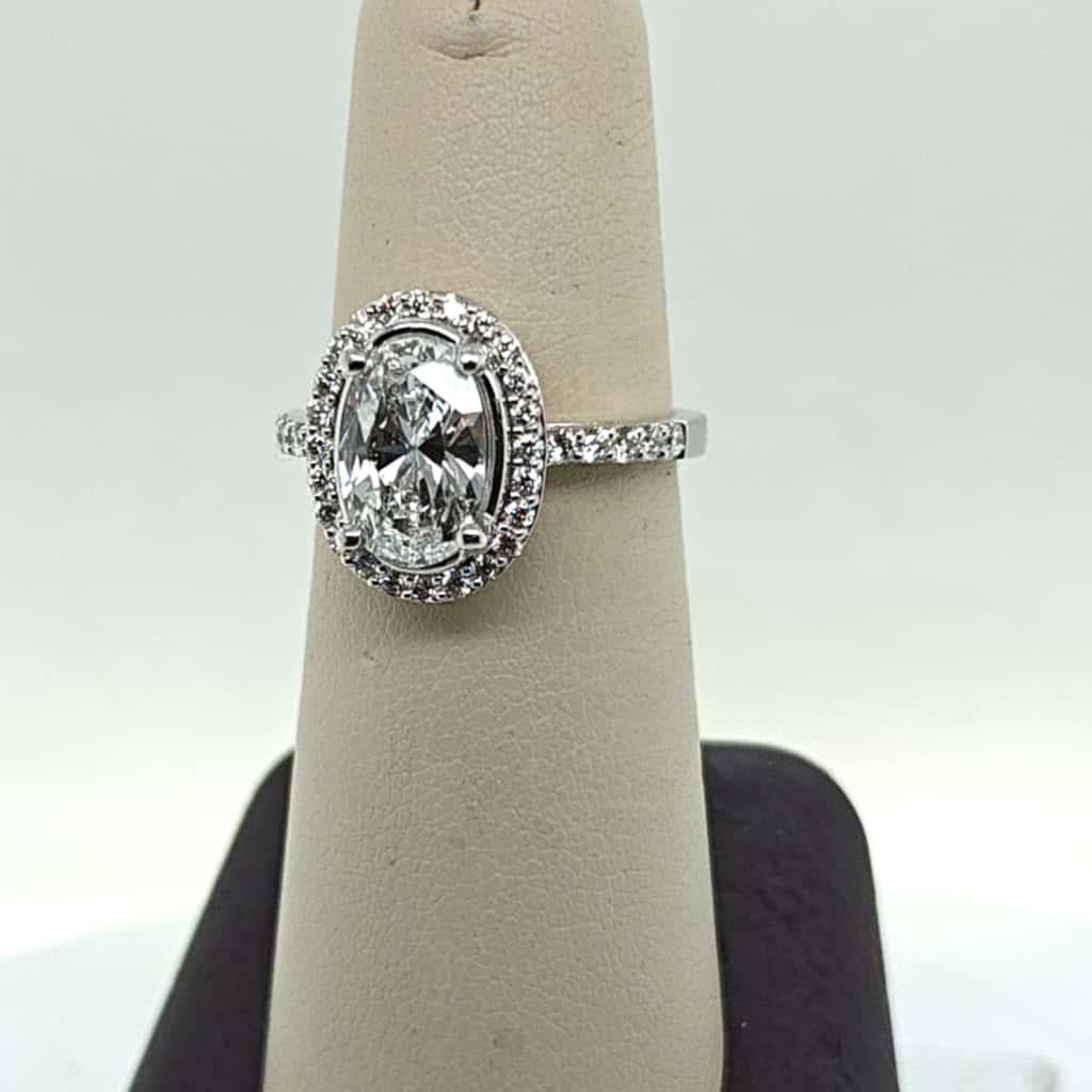 DIAMOND ENGAGEMENT RING 2.01CT E-S1 [GIA] OVAL WITH HALO WHITE GOLD