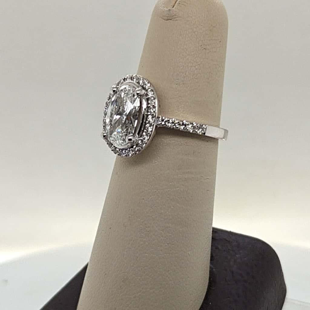DIAMOND ENGAGEMENT RING 2.01CT E-S1 [GIA] OVAL WITH HALO WHITE GOLD