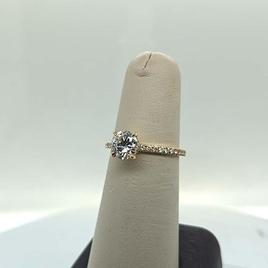 DIAMOND ENGAGEMENT RING 1.03CT G-SI2 ROUND (GIA) HIDDEN HALO YELLOW GOLD
