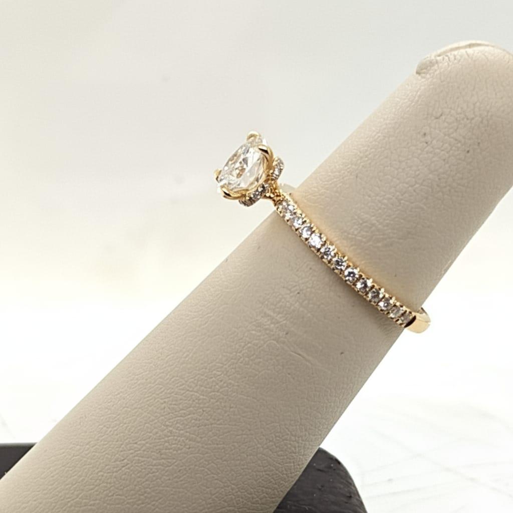 DIAMOND ENGAGEMENT RING 1.03CT G-SI2 ROUND (GIA) HIDDEN HALO YELLOW GOLD