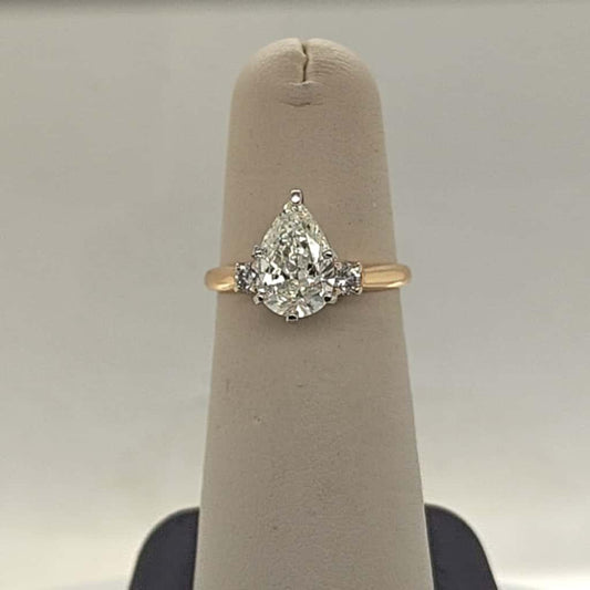 DIAMOND ENGAGEMENT RING PEAR 1.42CT YELLOW GOLD