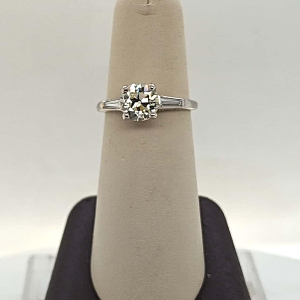 DIAMOND ENGAGEMENT RING MINE CUT 1.62CT PLATINUM