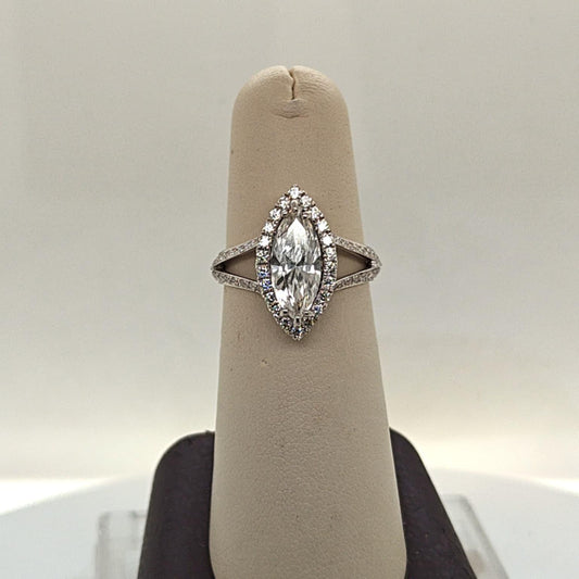 DIAMOND ENGAGEMENT RING 1.52CT MARQUISE H-VS2 (GIA) WHITE GOLD