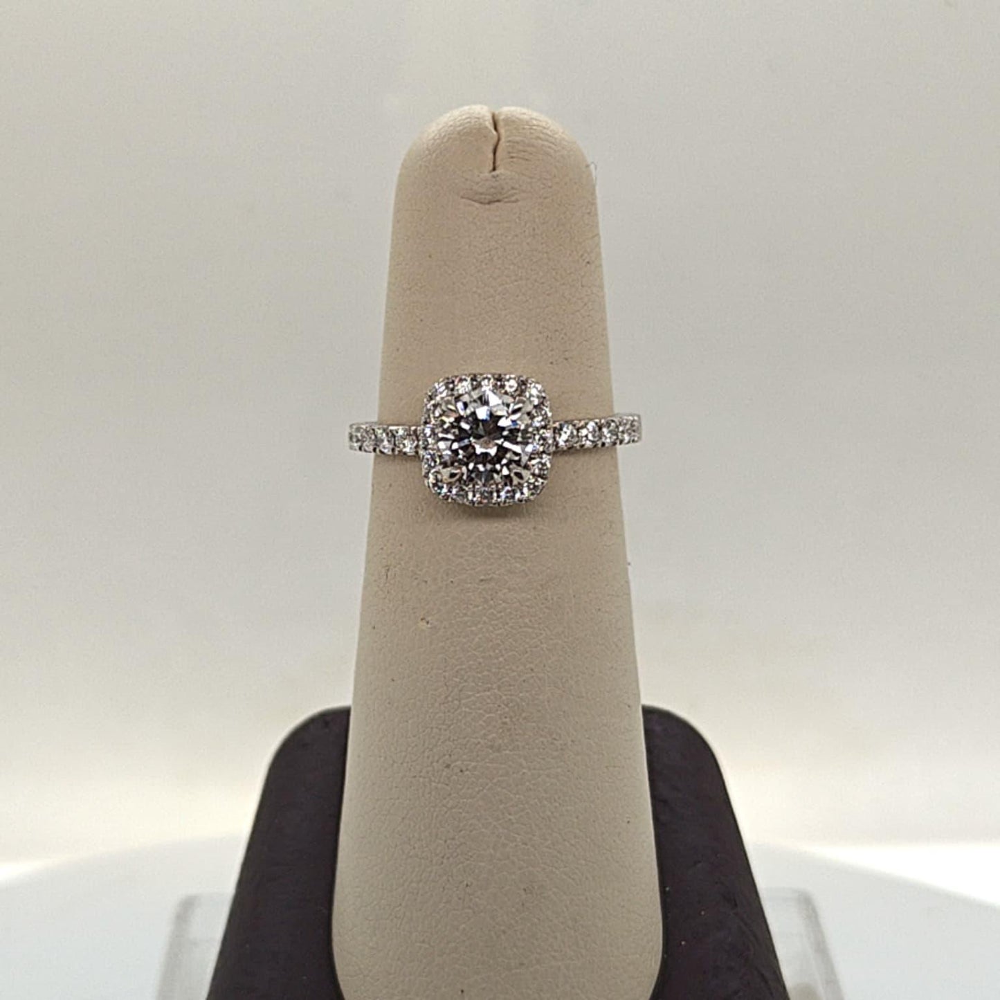 DIAMOND ENGAGEMENT RING  0.79CT WITH A HALO F VVS (GIA) PLATINUM