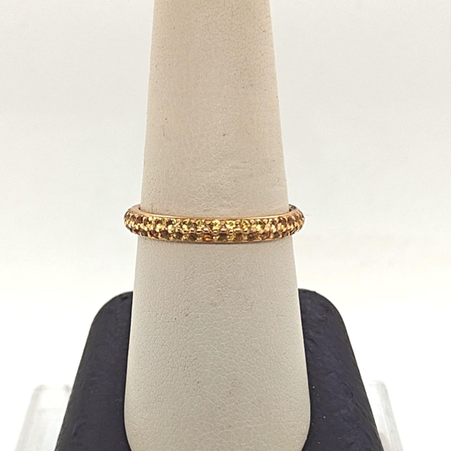 ETERNITY BAND RING TWO ROW YELLOW SAPPHIRES YELLOW GOLD