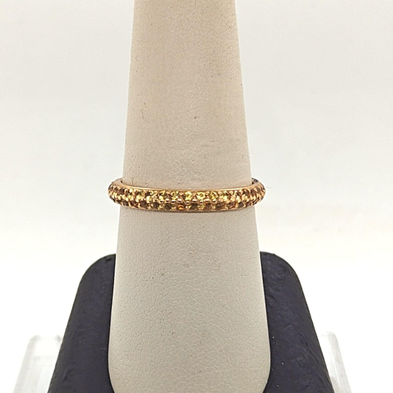 ETERNITY BAND RING TWO ROW YELLOW SAPPHIRES YELLOW GOLD