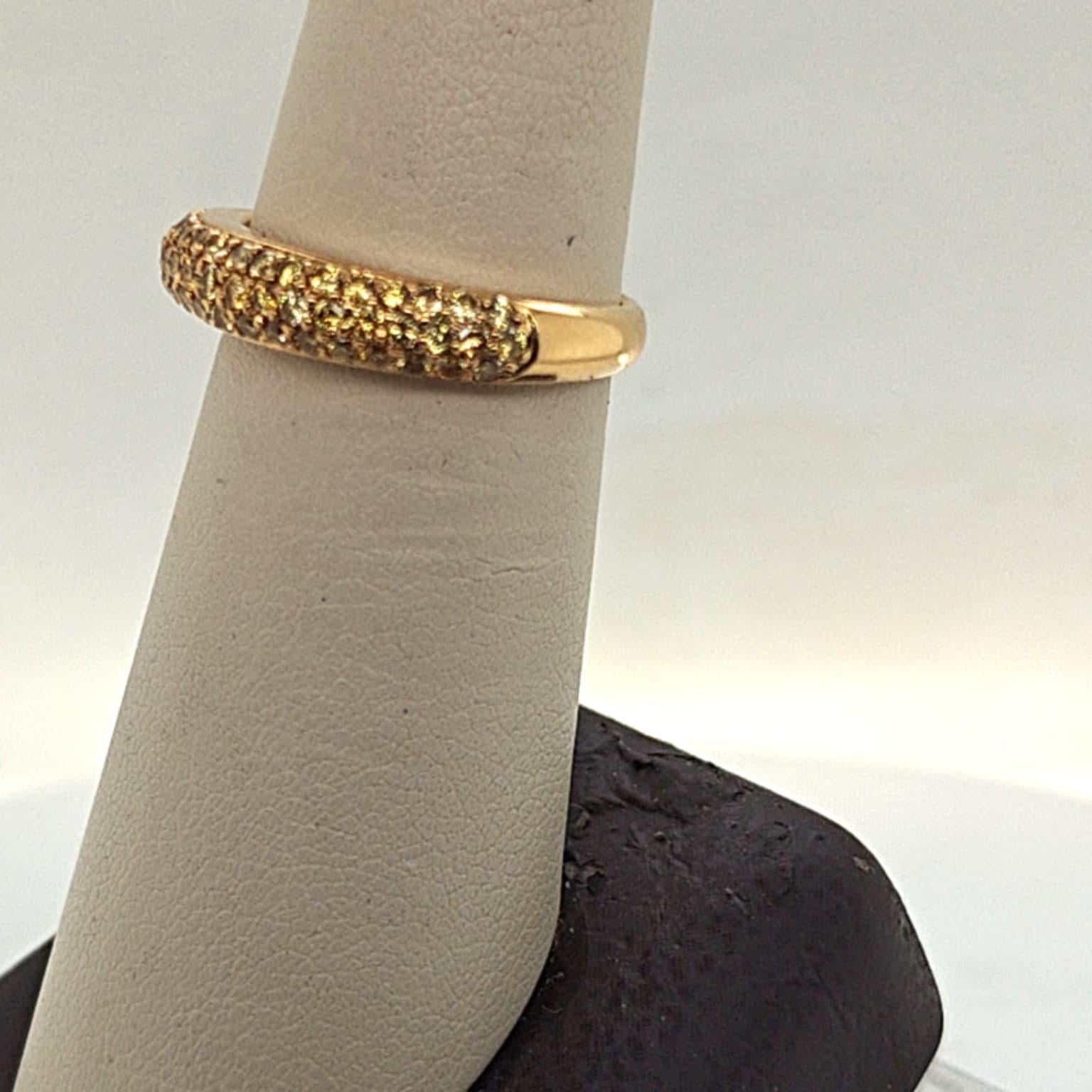 FANCY YELLOW DIAMOND HALF ETERNITY  BAND 1.01CTW YELLOW GOLD