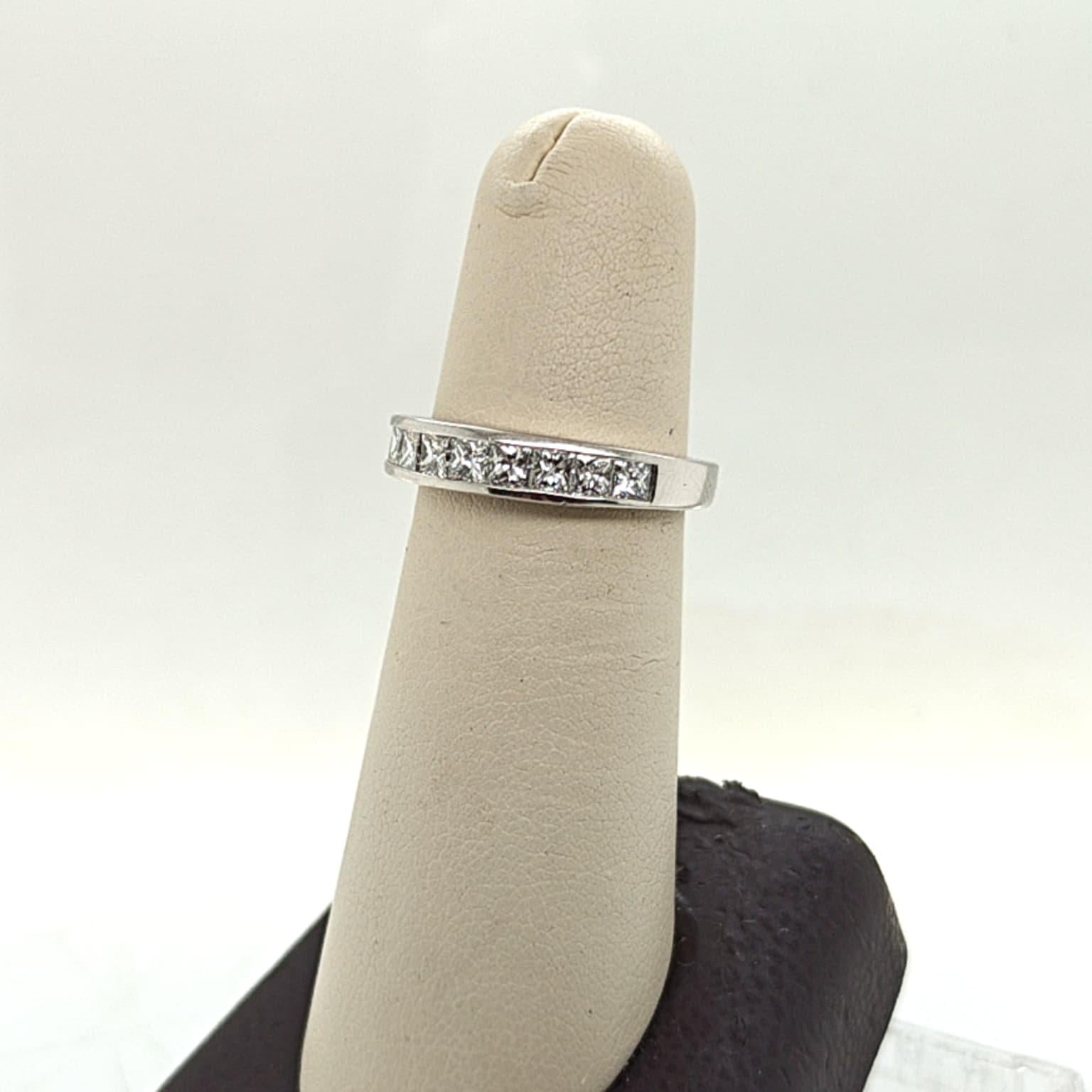 DIAMOND HALF ETERNITY PRINCESS CUT BAND RING 1.18CTW PLATINUM