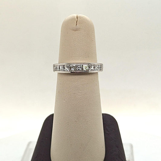 DIAMOND HALF ETERNITY PRINCESS CUT BAND RING 1.18CTW PLATINUM