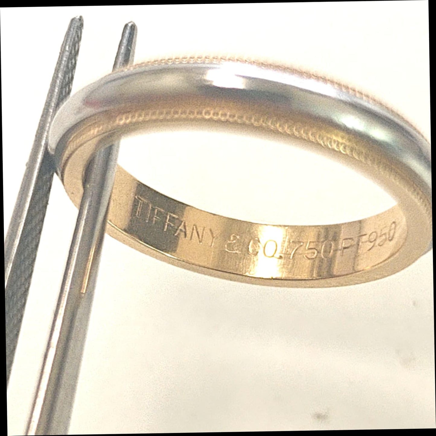 TIFFANY & CO. WEDDING BAND RING PLATINUM AND YELLOW GOLD