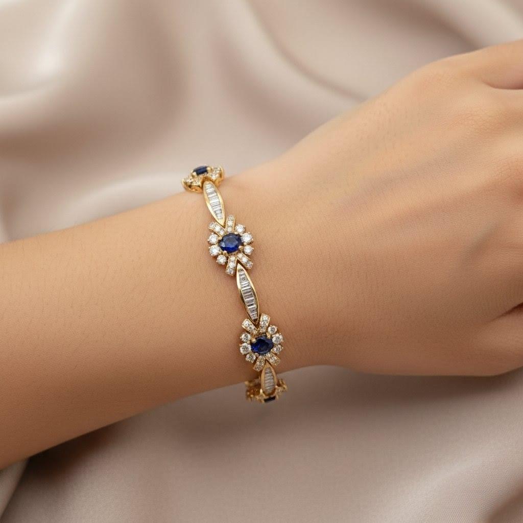 DIAMOND AND SAPPHIRE BRACELET YELLOW GOLD