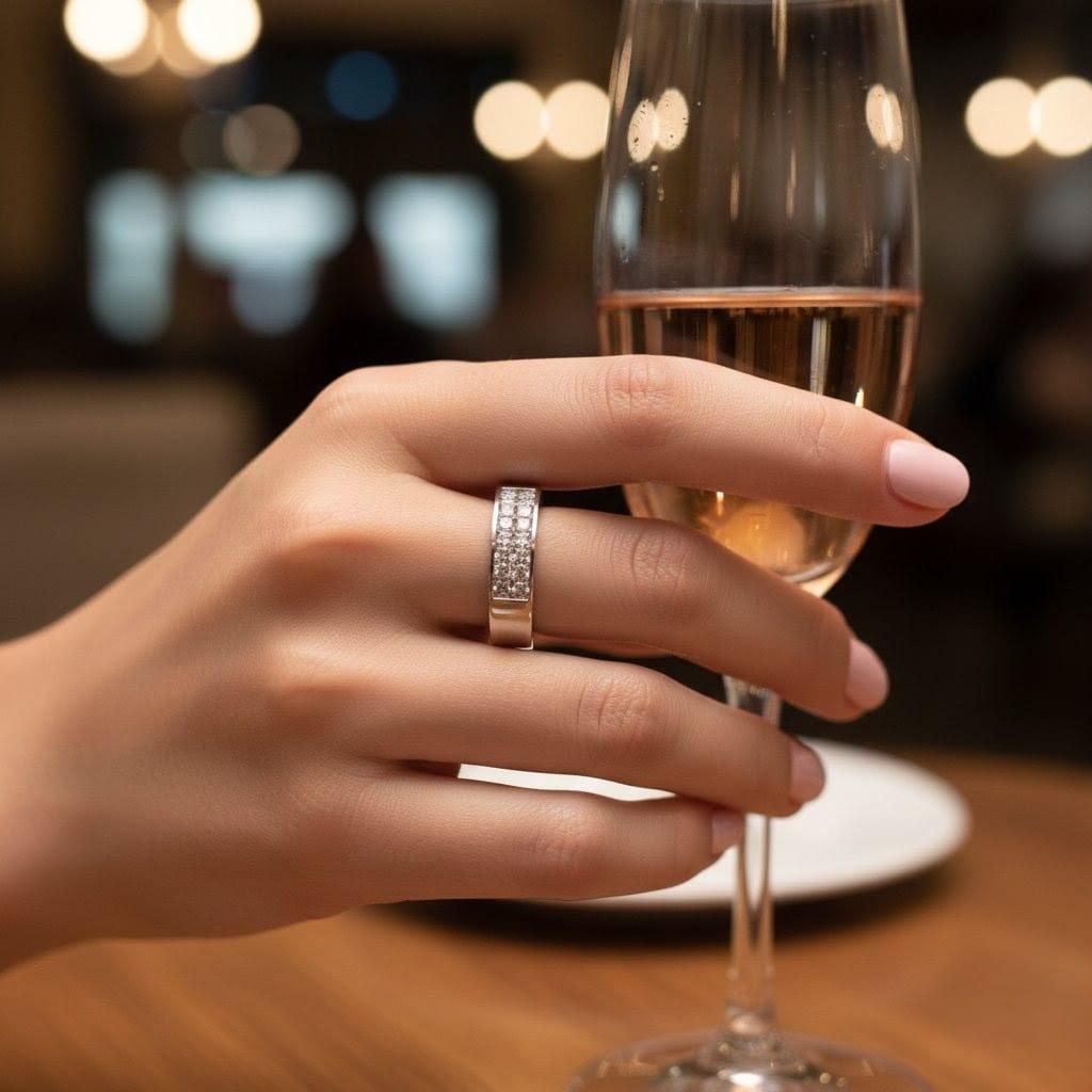 DIAMOND BAND RING INVISIBLE PRINCESS SET 1.65CTW WHITE GOLD
