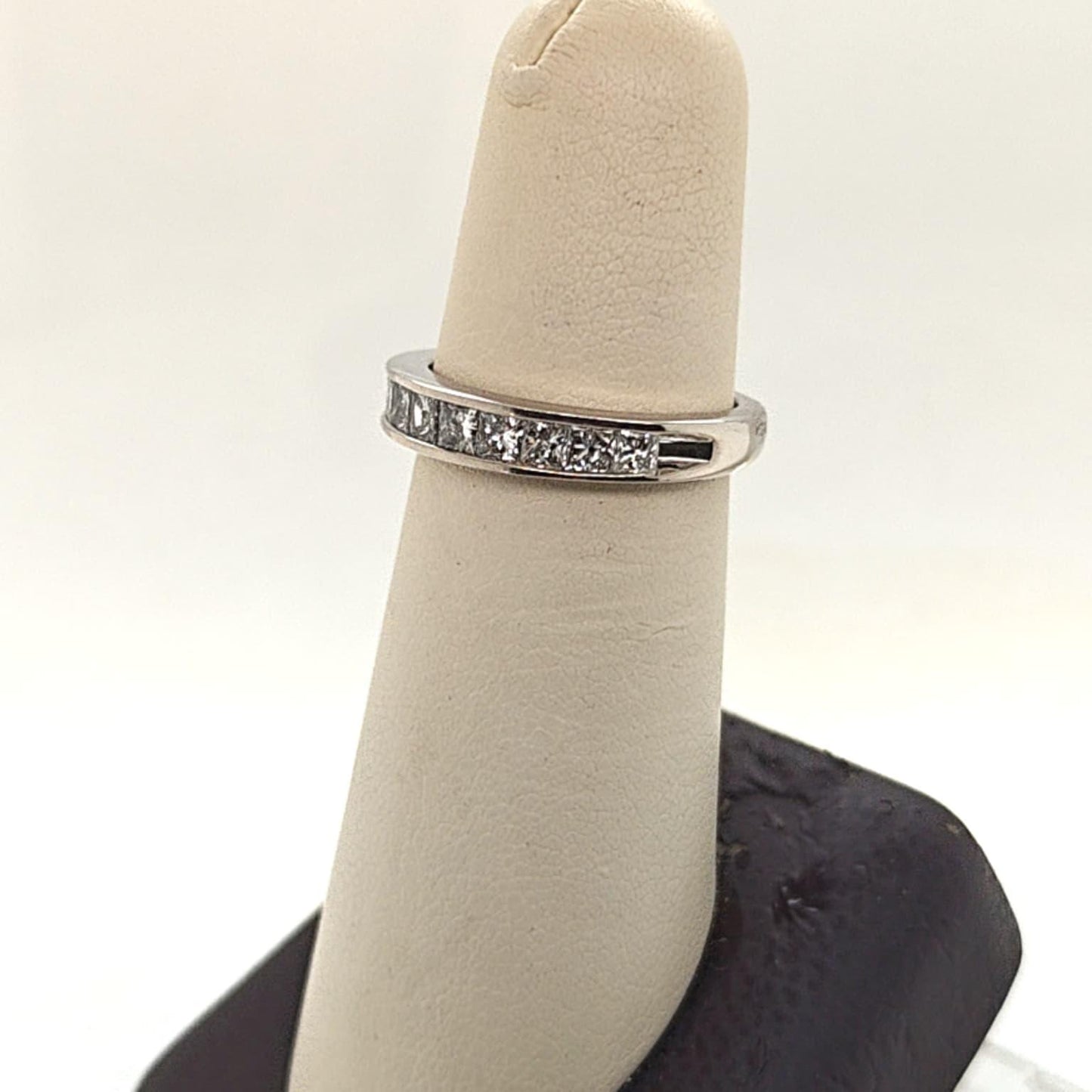 DIAMOND PRINCESS CUT HALF ETERNITY BAND RING 1.05CTW WHITE GOLD