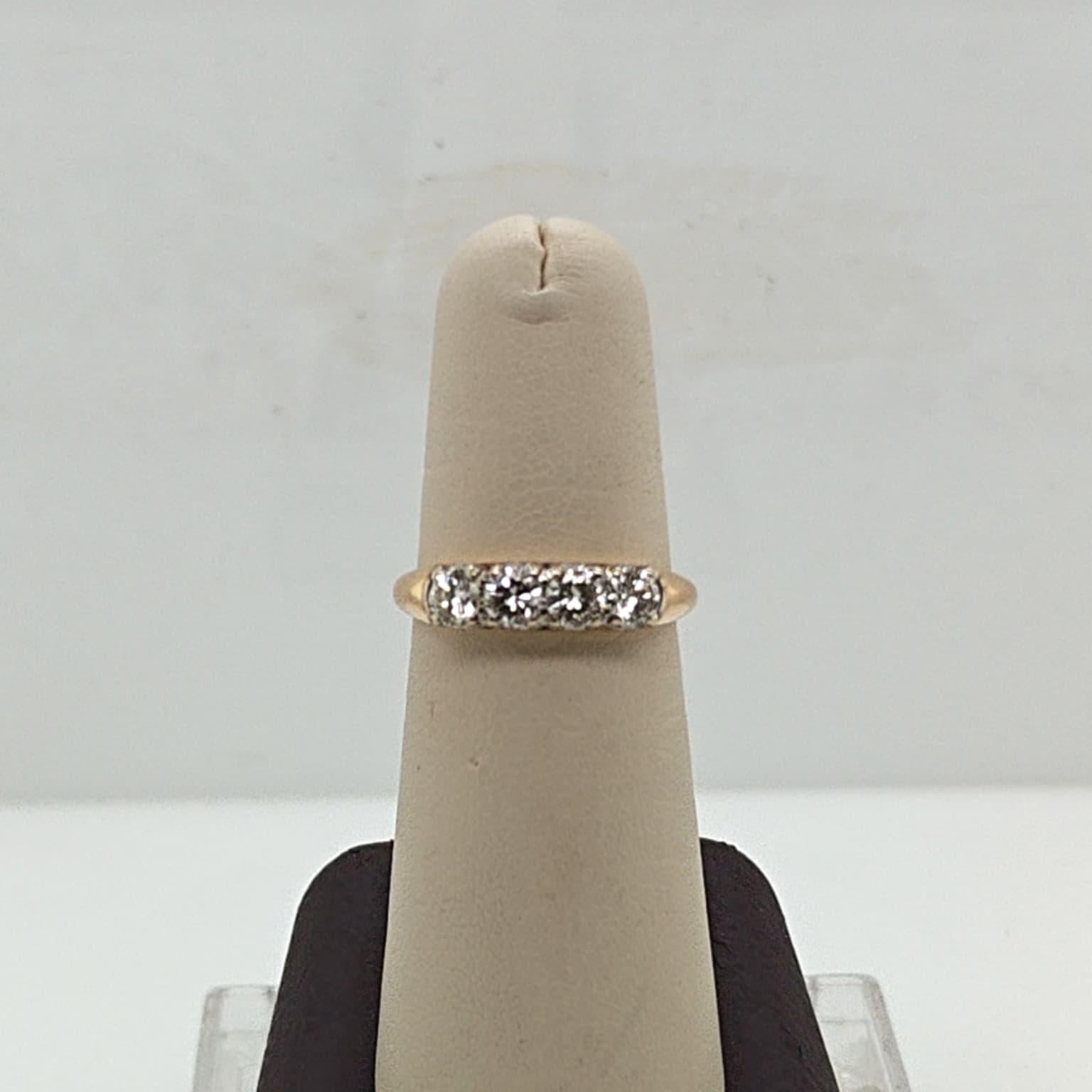 FOUR DIAMOND BAND RING 0.75CTW YELLOW GOLD
