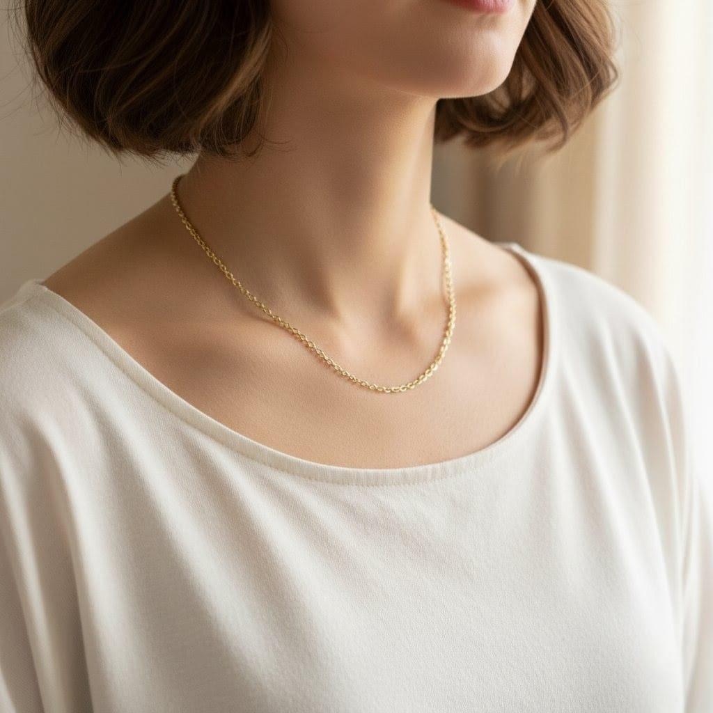 YELLOW GOLD CABLE CHAIN NECKLACE 18"