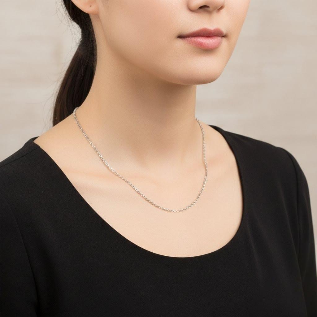 WHITE GOLD CABLE CHAIN NECKLACE 18"