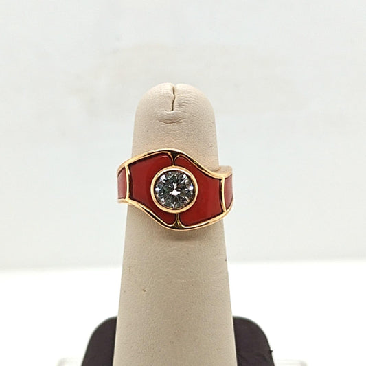 DIAMOND AND CORAL RING 0.80CTW ROSE GOLD