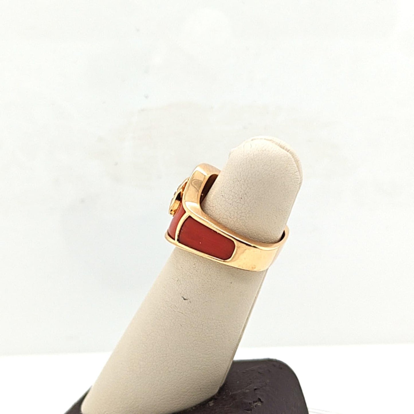 DIAMOND AND CORAL RING 0.80CTW ROSE GOLD
