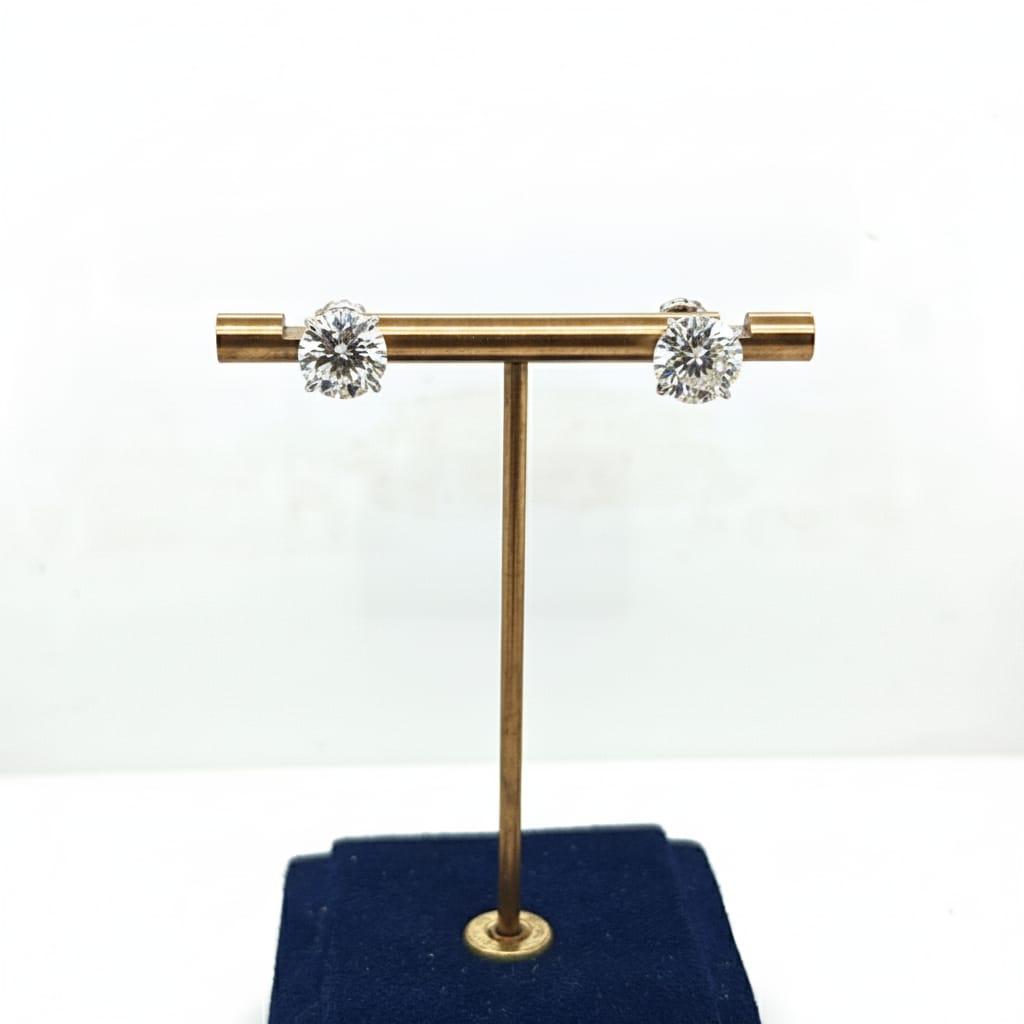 DIAMOND STUD EARRINGS 5.01CTW HANDMADE PLATINUM MARTINI STYLE