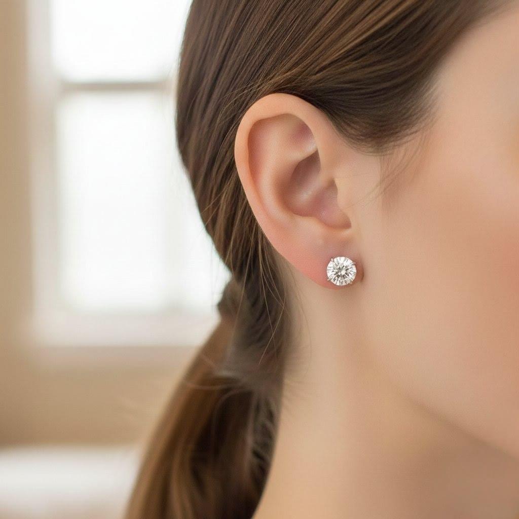 DIAMOND STUD EARRINGS 5.01CTW HANDMADE PLATINUM MARTINI STYLE