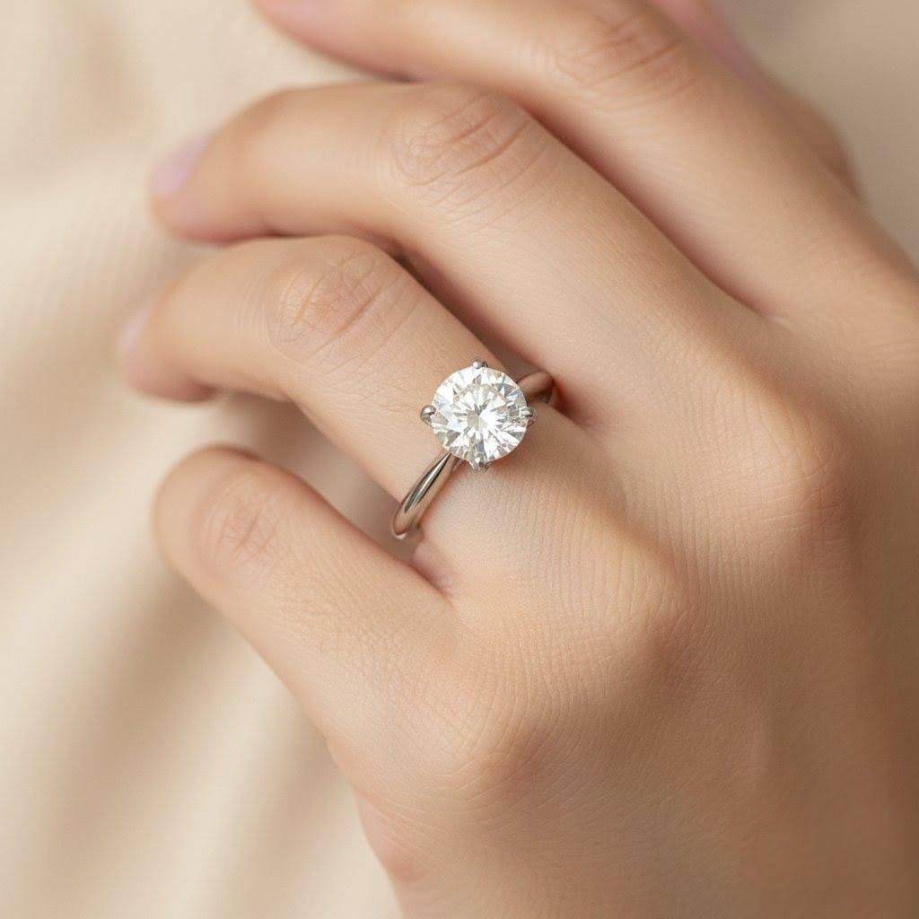 DIAMOND ENGAGEMENT RING 2.02CT ROUND GIA H-SI2 PLATINUM