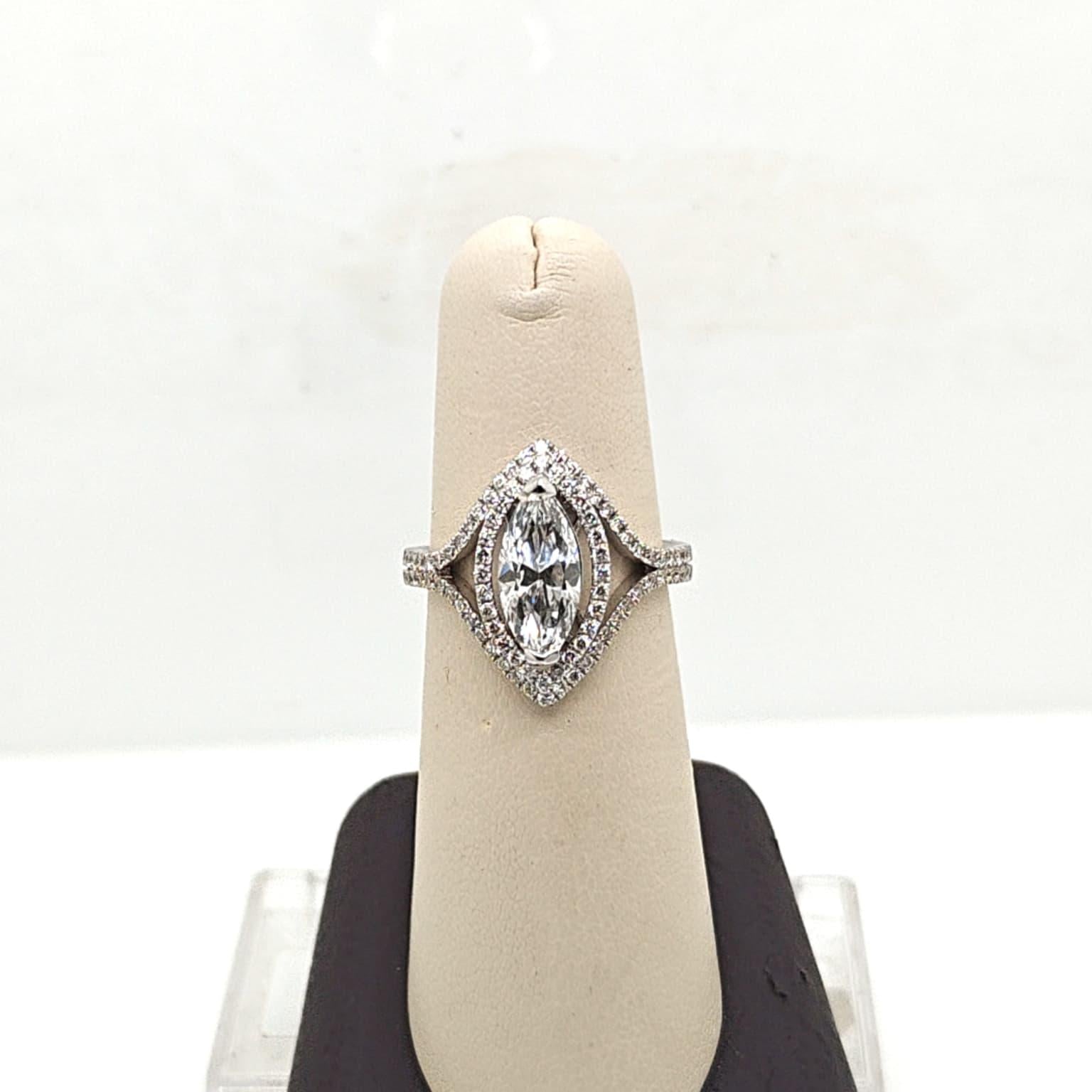 DIAMOND ENGAGEMENT RING 1.46CT MARQUISE GIA D-VS2 WHITE GOLD