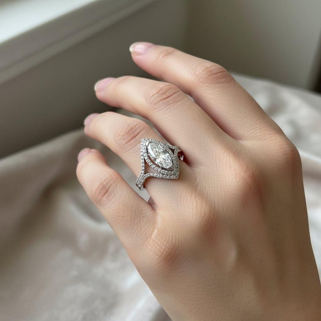 DIAMOND ENGAGEMENT RING 1.46CT MARQUISE GIA D-VS2 WHITE GOLD