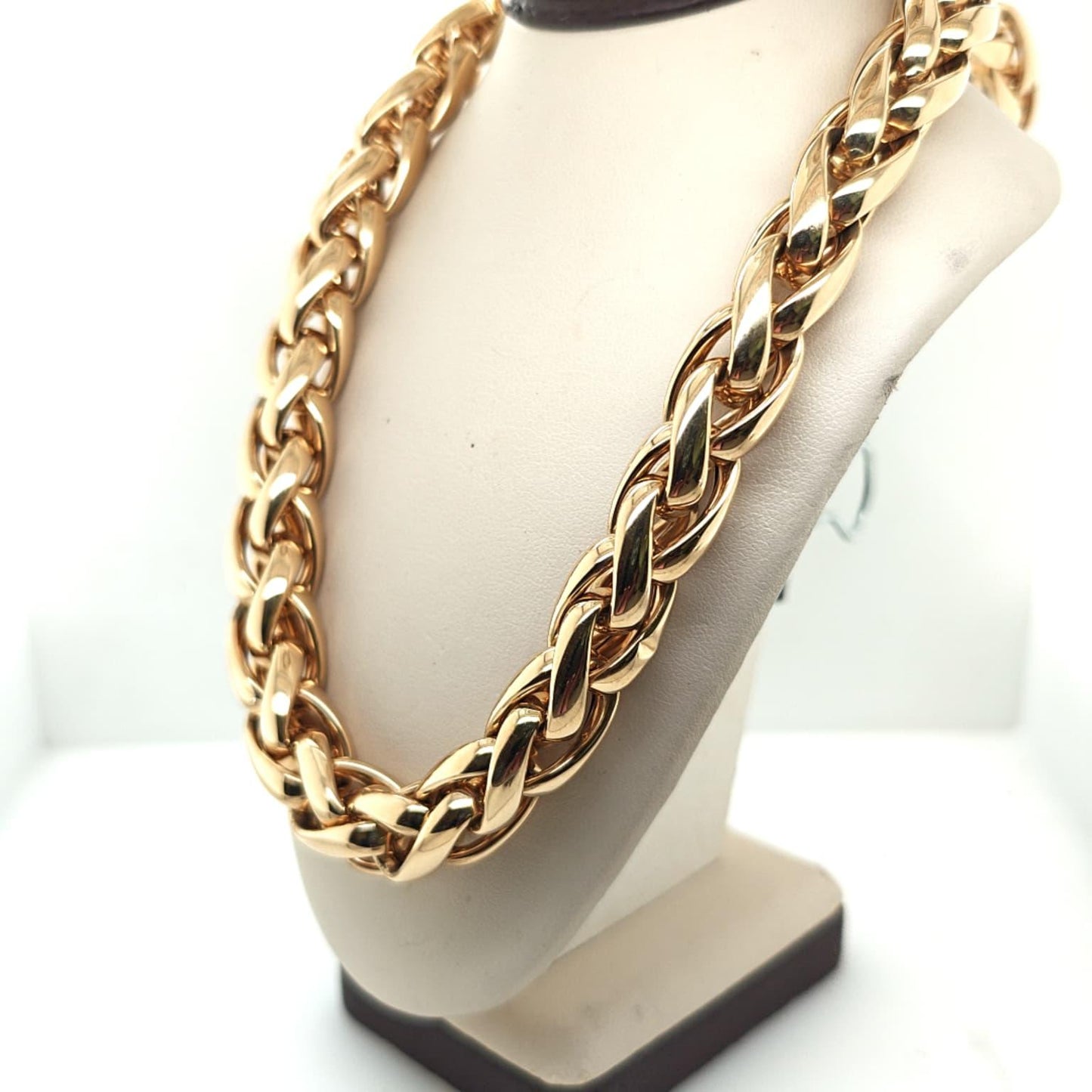 FANCY WIDE LINK LADIES NECKLACE YELLOW GOLD