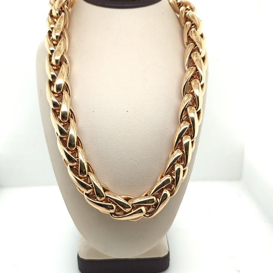 FANCY WIDE LINK LADIES NECKLACE YELLOW GOLD