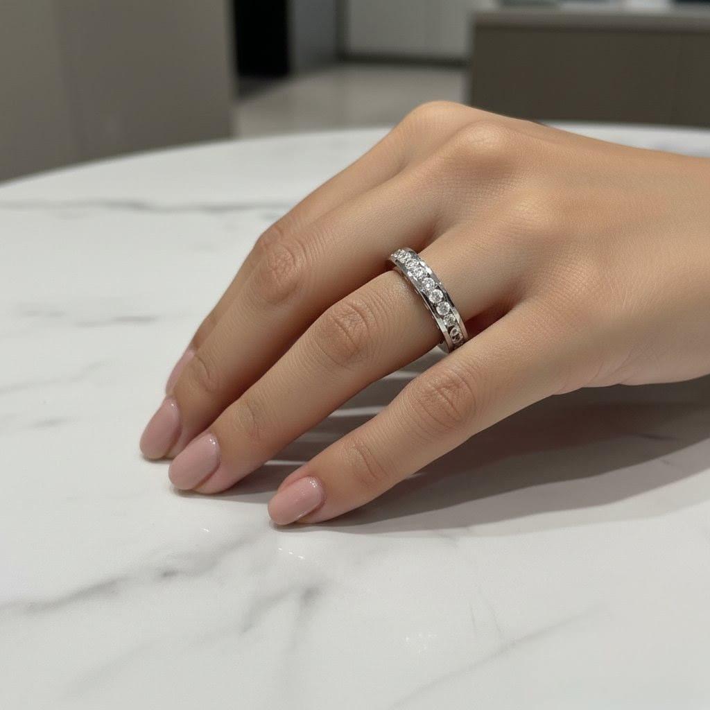 DIAMOND HALF ETERNITY BAND RING 0.90CTW PLATINUM
