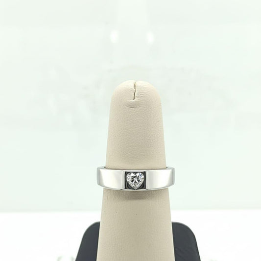 DIAMOND HEART BAND RING 0.35CT PLATINUM