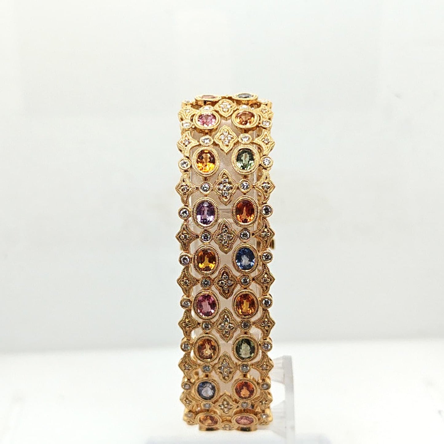 MULTI COLOR SAPPHIRE AND DIAMOND BRACELET YELLOW GOLD
