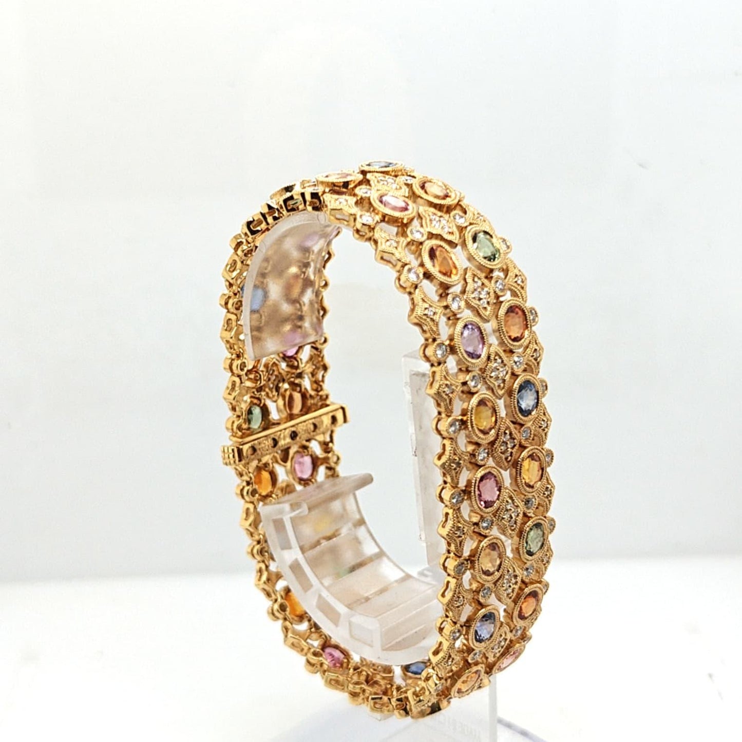 MULTI COLOR SAPPHIRE AND DIAMOND BRACELET YELLOW GOLD