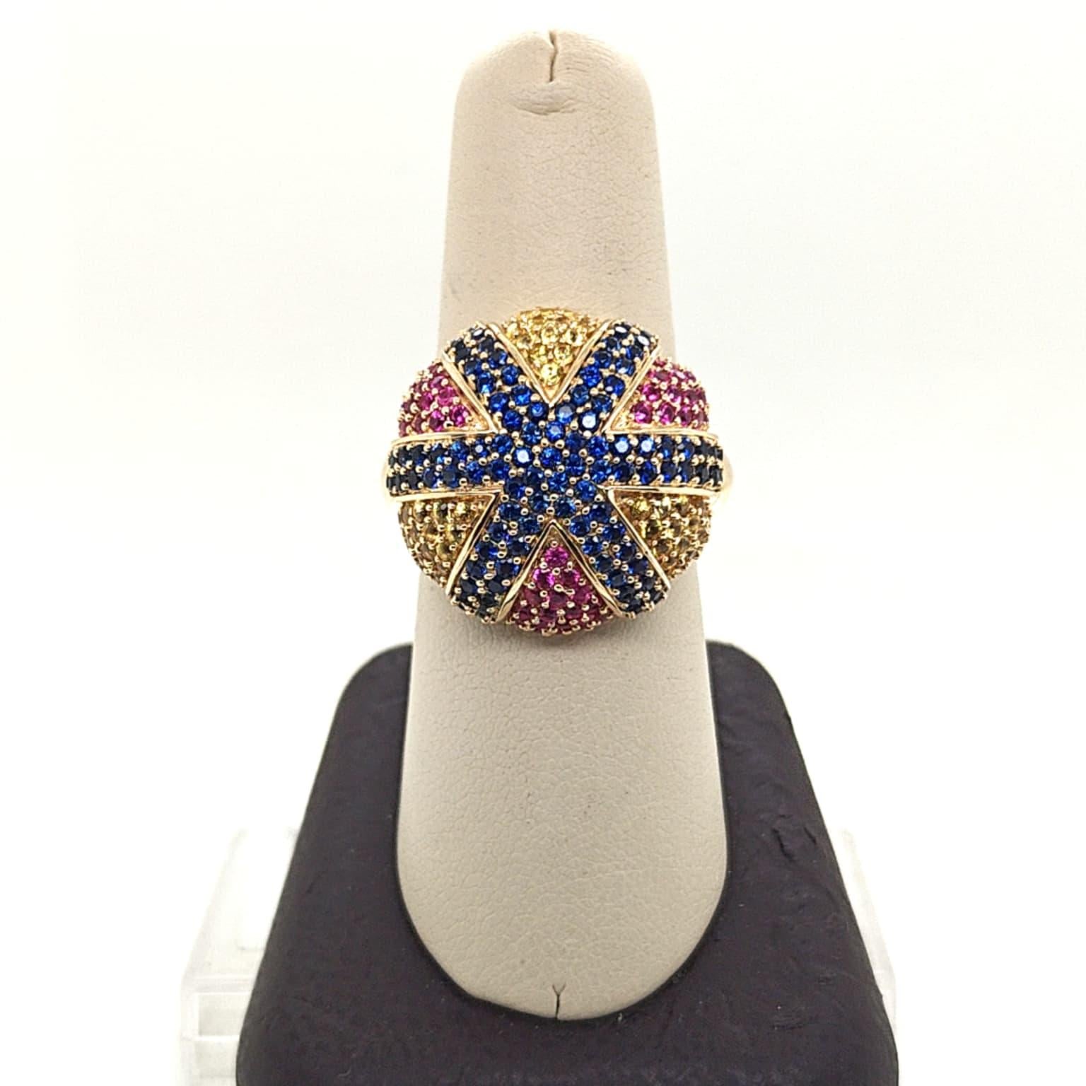 SAPPHIRE DOME RING MULTI COLOR YELLOW GOLD