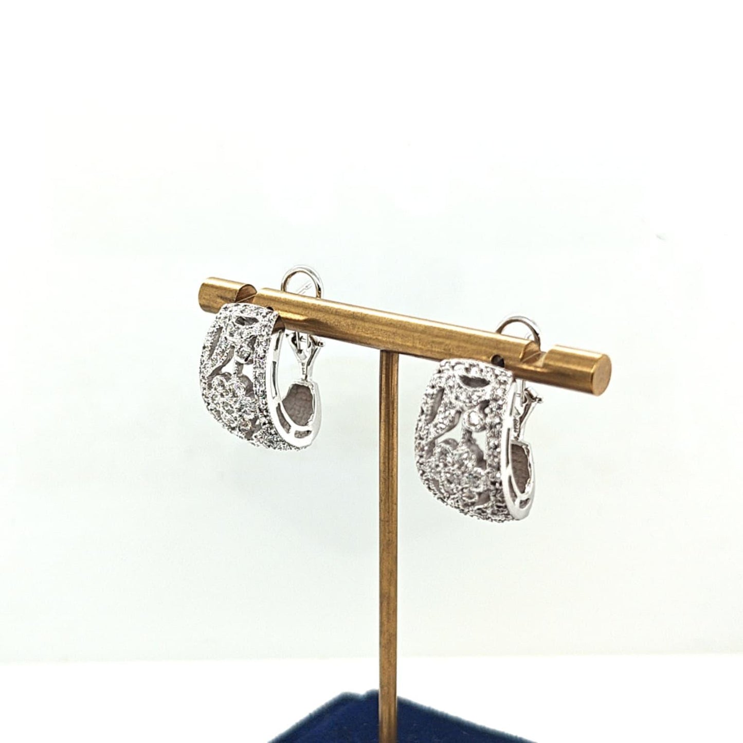 DIAMOND HALF HOOP HANGING EARRINGS 1.55CTW WHITE GOLD