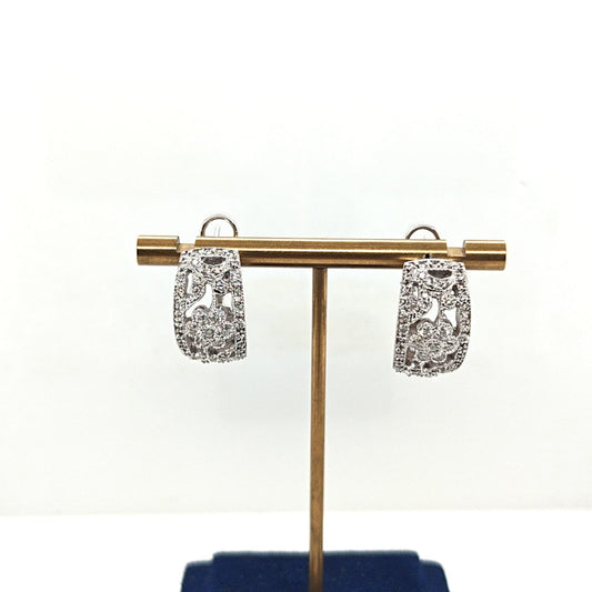 DIAMOND HALF HOOP HANGING EARRINGS 1.55CTW WHITE GOLD