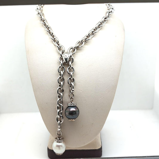 PEARL DROP NECKLACE WHITE GOLD
