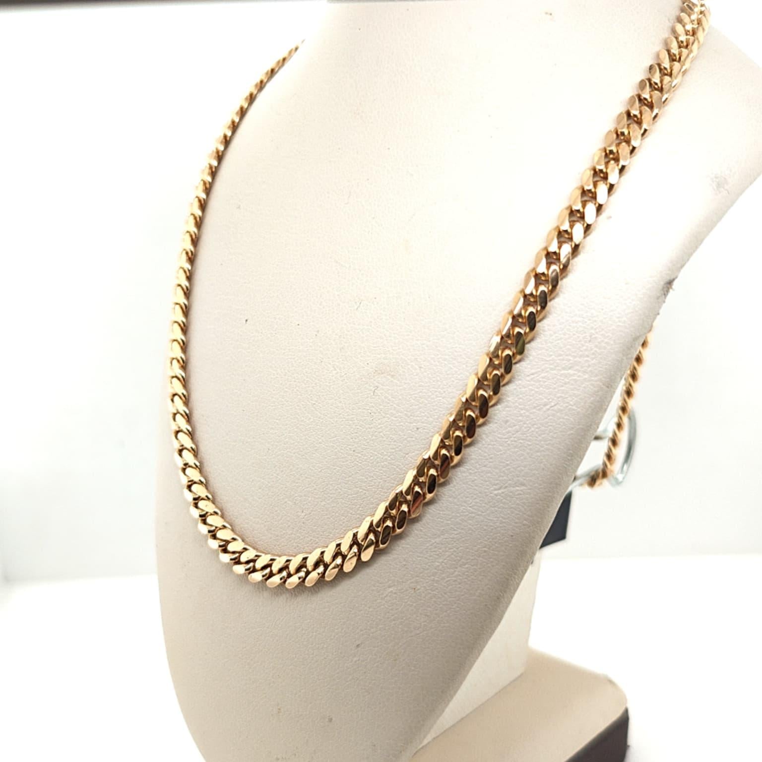 CUBAN MENS NECKLACE 25.5" LONG SOLID YELLOW GOLD